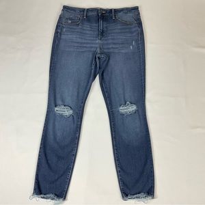 Universal Thread womens 14 high rise stretch distressed destroyed blue jeans